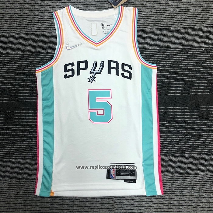 Camiseta San Antonio Spurs Dejounte Murray #5 Ciudad 2021-22 Blanco